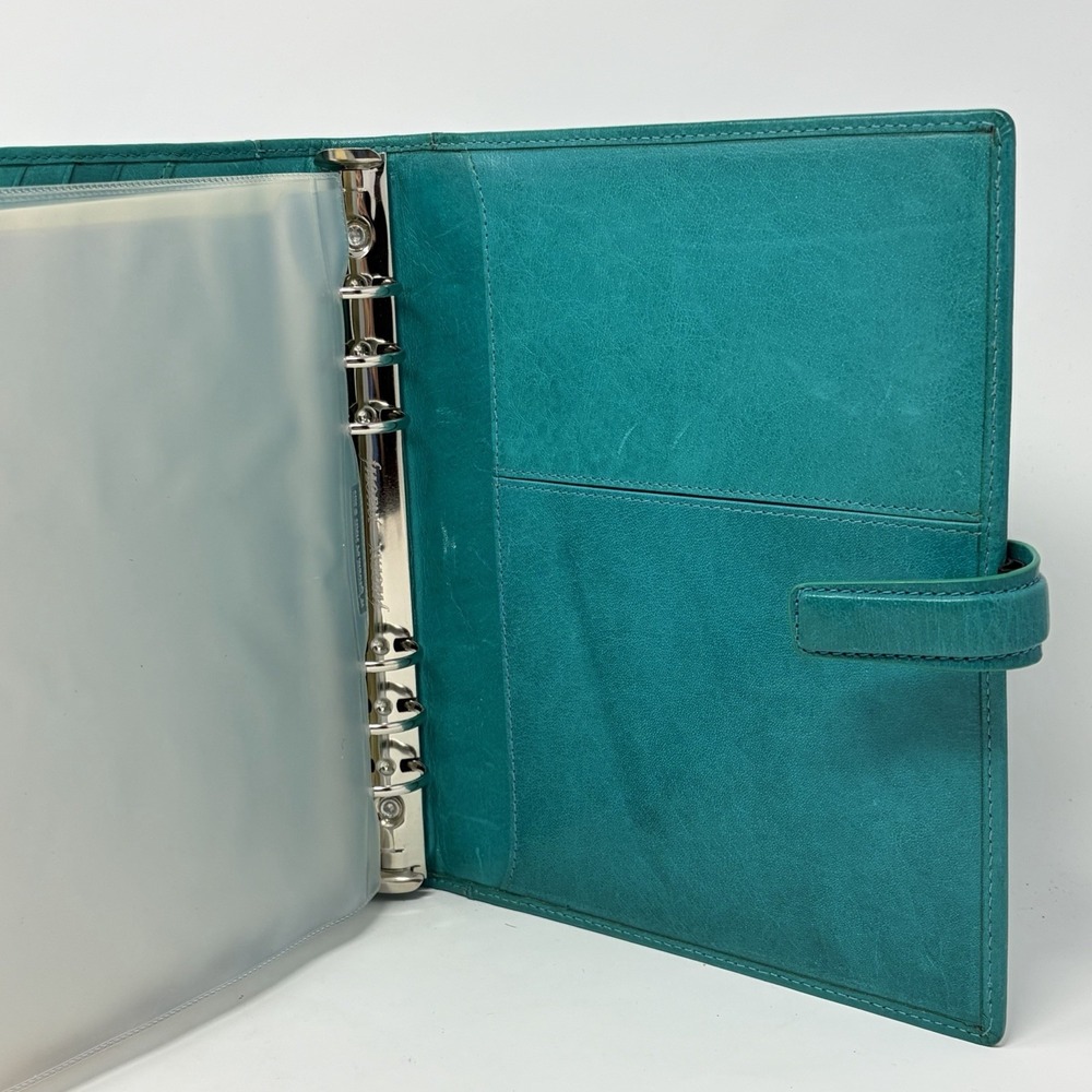 Filofax Lockwood A5 Organizer Teal Leather Planner Deluxe Zip Inserts - Picture 9 of 12